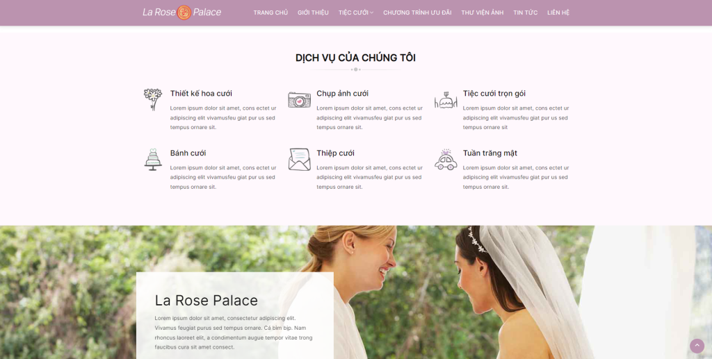 xây dựng website WordPress dịch vụ tiệc cưới